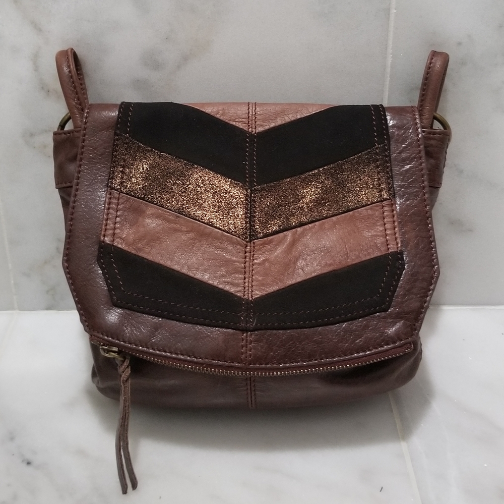 The Sak Brown Mixed Leather Boho Purse Patchwork
